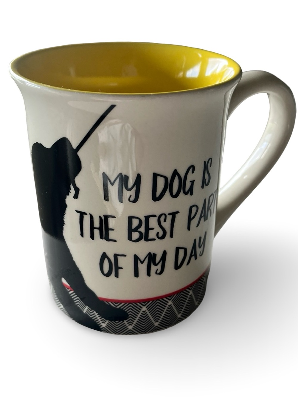 Our Name Is Mud "My Dog Is The Best Part Of My Day" Ceramic Mug Yellow Inside